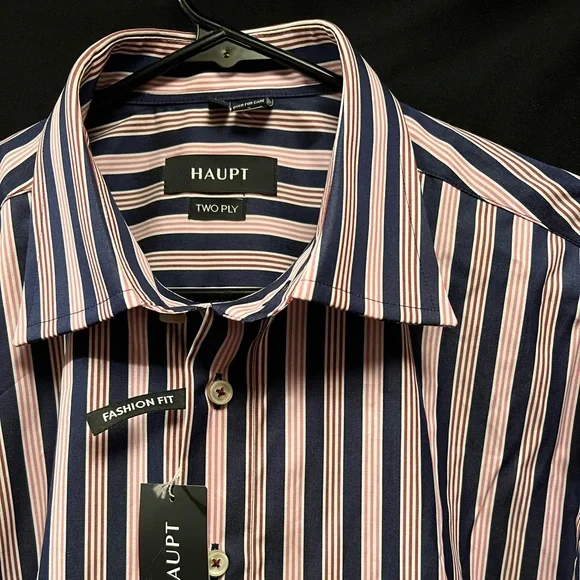 haupt dress shirts Haupt Mens Dress Button Up Shirt 38 14 1/2 Cotton NEW NWT Germany Orange Block